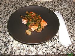Salmon with oyster sauce